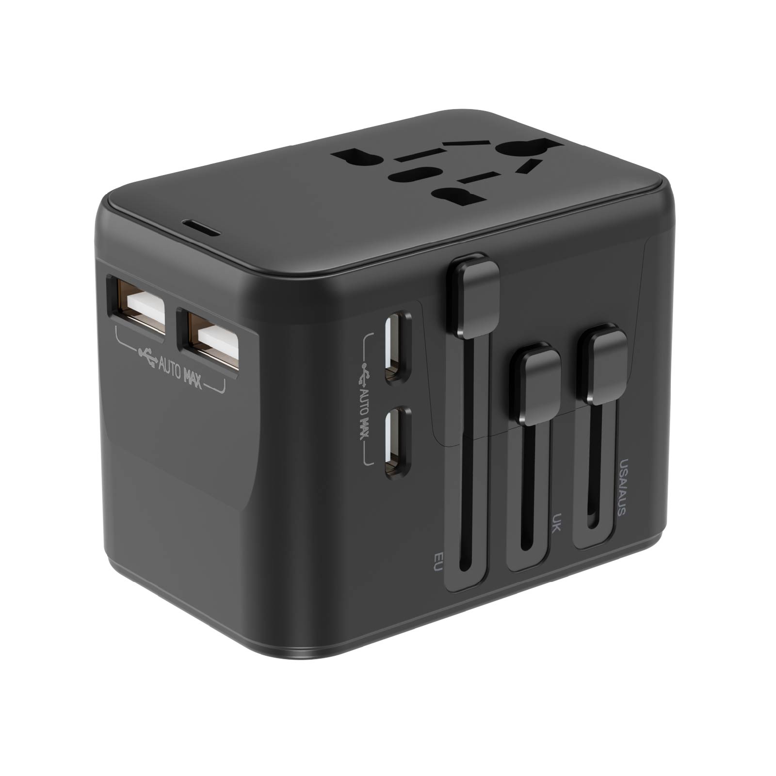 Travel Power Adapter with AC Outlets & 2A+2C  Ports