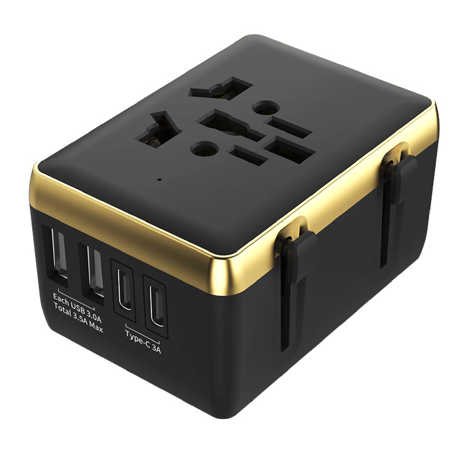 Travel Power Adapter with AC Outlets & 2A+2C  Ports