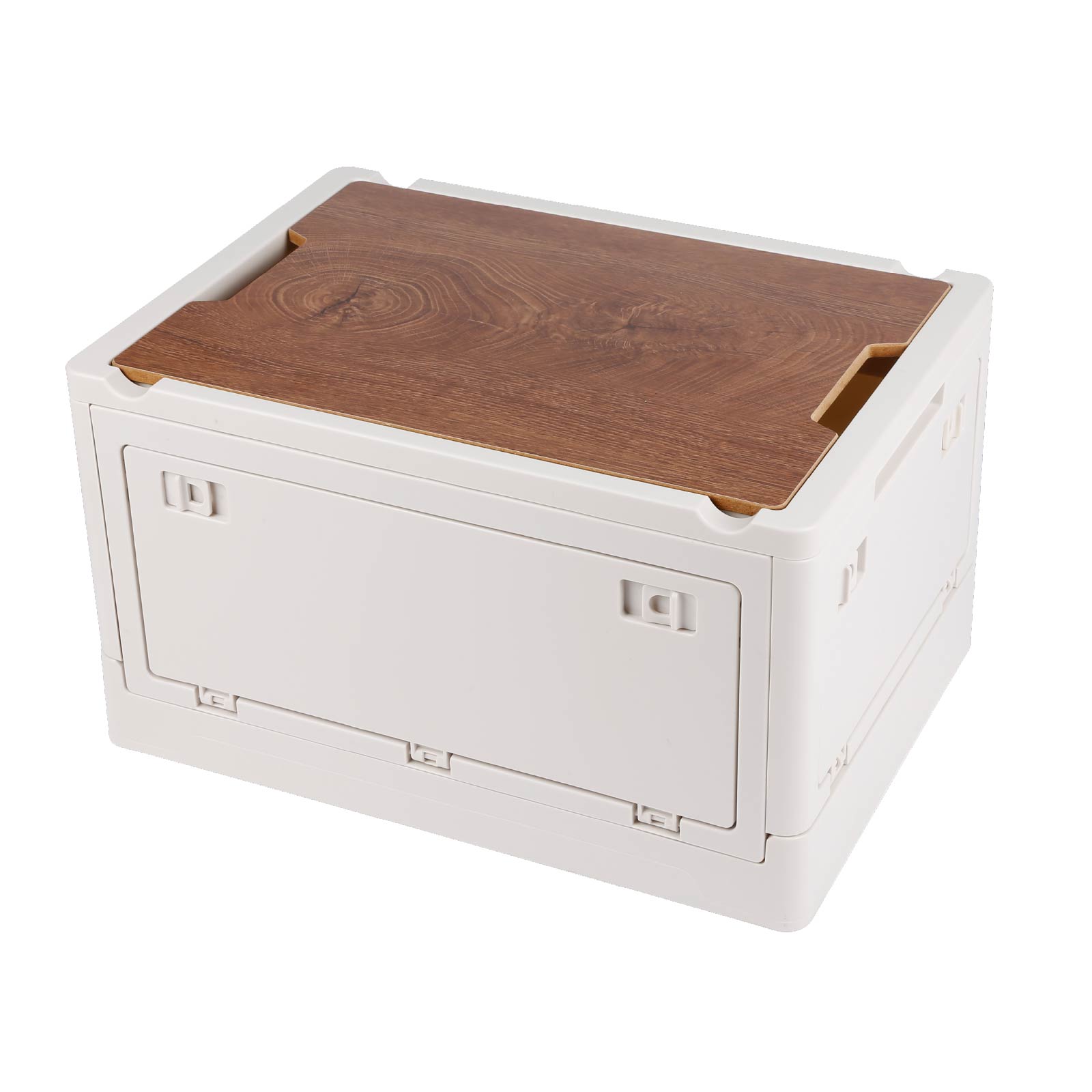 Foldable Camping Storage Box crate with Wooden lid