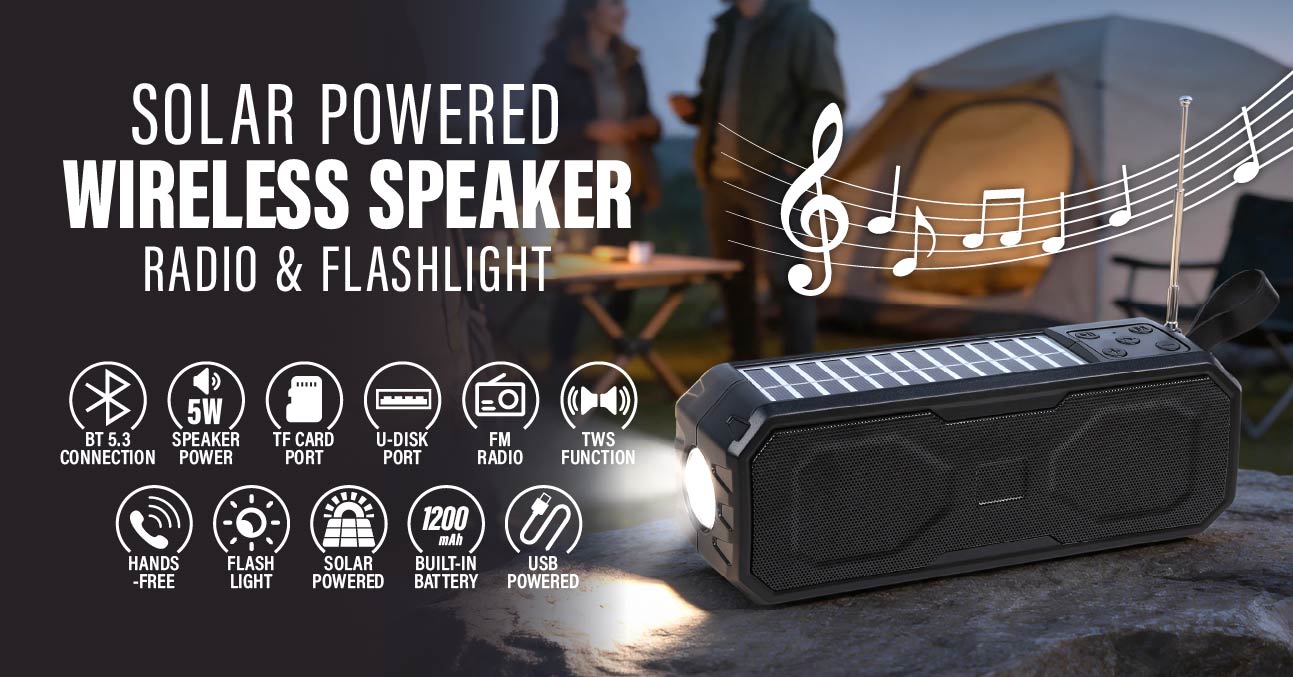 Solar Wirelss Speaker with Flashlight