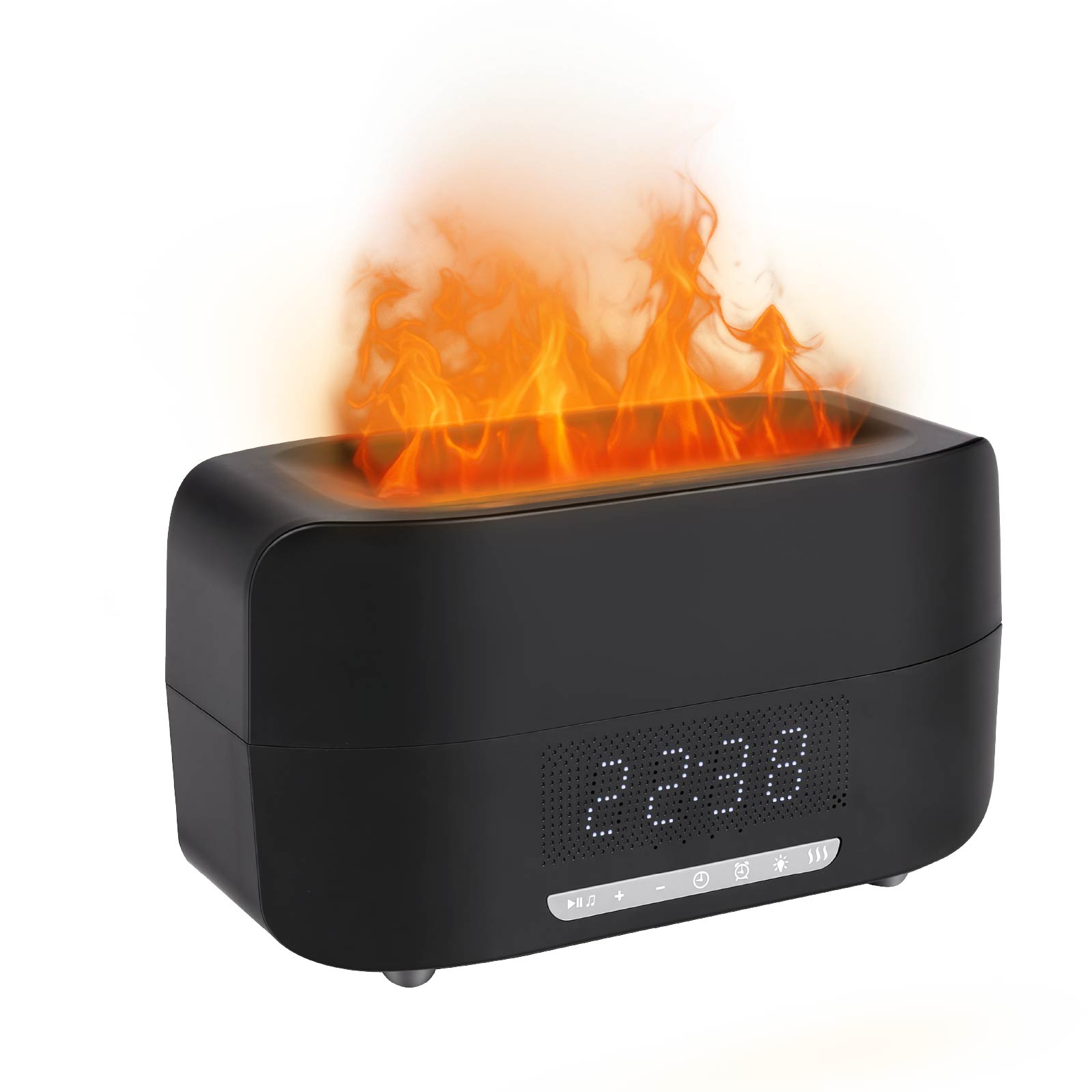  Wireless Speaker & Flame Light Diffuser & Alarm Clock